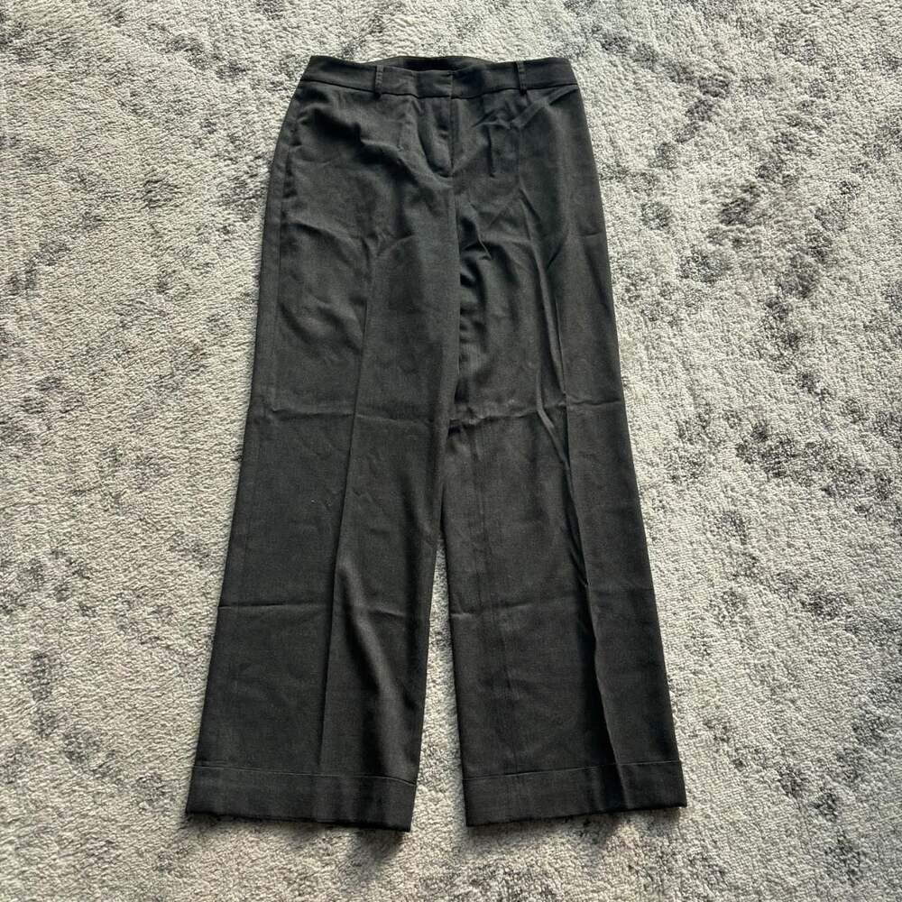 Anne Klein Stretch Wide Leg Cuffed Trousers Grey 12P